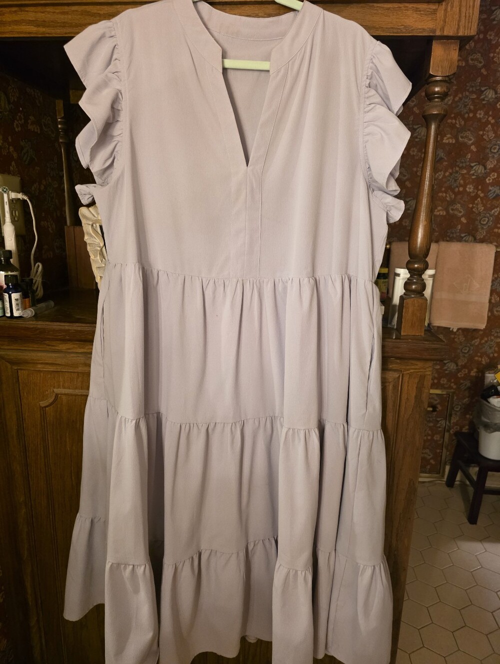 Women’s Lavender Ruffle Sleeve Tiered Dress